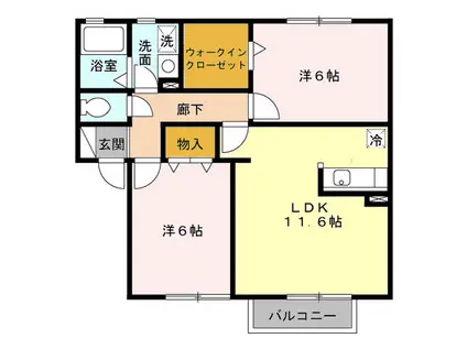 SAKURA GARDENB棟(2LDK/2階)の間取り写真