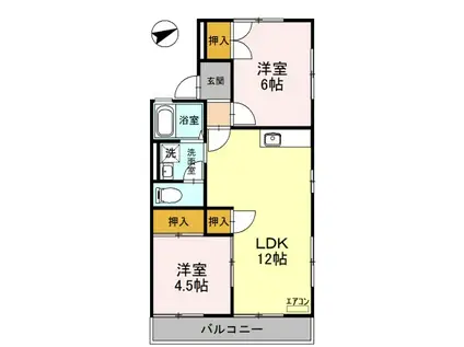 エステートミライ(2LDK/1階)の間取り写真
