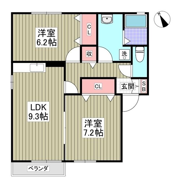 メゾンH&M 1番館(2LDK/2階)の間取り写真
