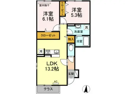 FLATS Ⅳ(2LDK/1階)の間取り写真