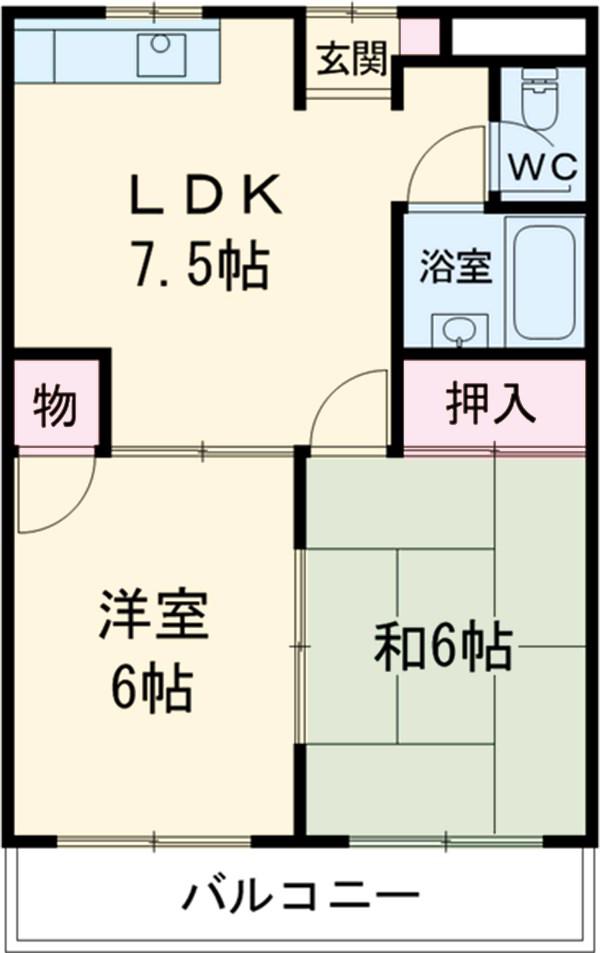 四季の里高蔵寺館(2DK/3階)の間取り写真