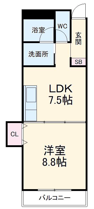NKビル野田(1DK/3階)の間取り写真