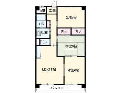 セブンスズキⅡ(3LDK/1階)の間取り写真