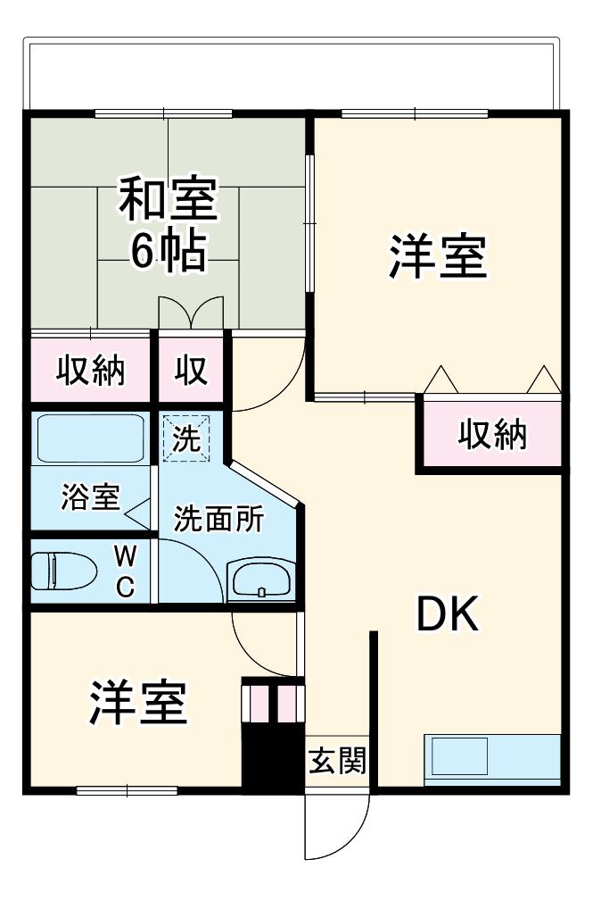 リングス籠原Ⅰ(3DK/1階)の間取り写真