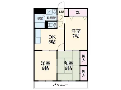 コロールマンション(3DK/1階)の間取り写真