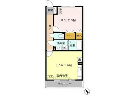 ルクソール(1LDK/2階)の間取り写真