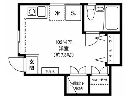 DENアパート三ノ輪(ワンルーム/1階)の間取り写真