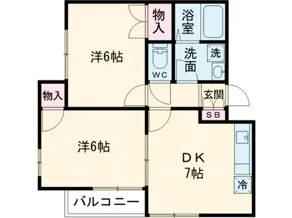 トータスベル(2DK/2階)の間取り写真