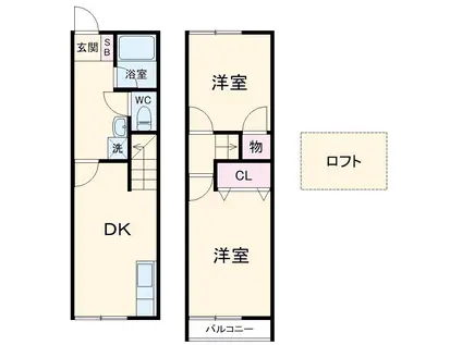 ＭＴメゾネット２号棟(2DK)の間取り写真