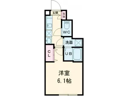 ミハス旗の台(1K/1階)の間取り写真