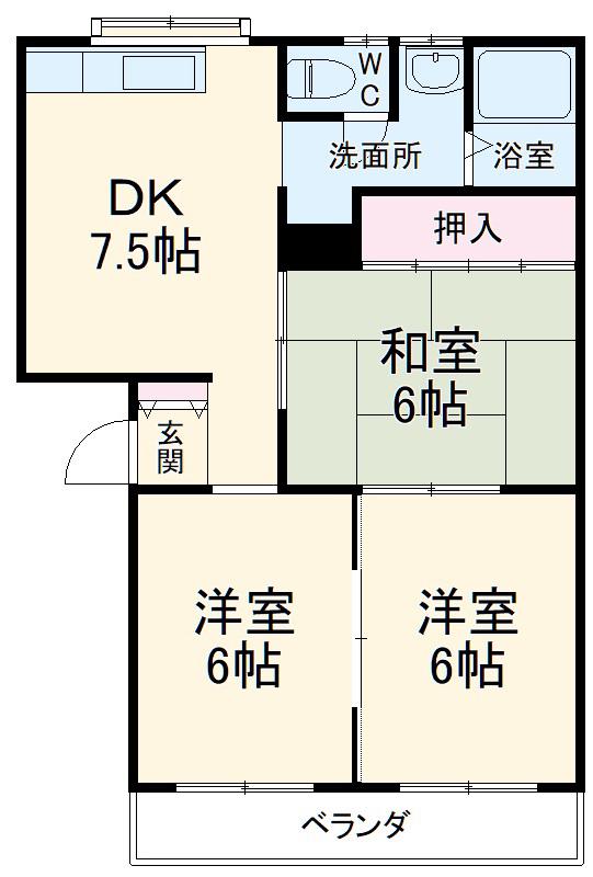 ロイヤルパレス(3DK/2階)の間取り写真