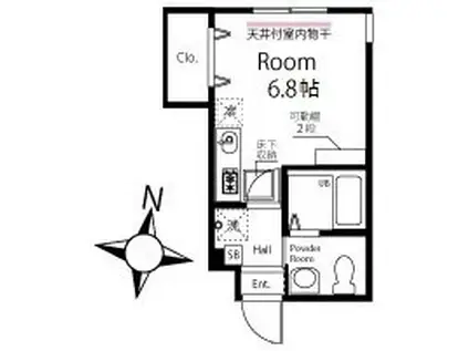 ハーミットクラブハウス千歳船橋(ワンルーム)の間取り写真