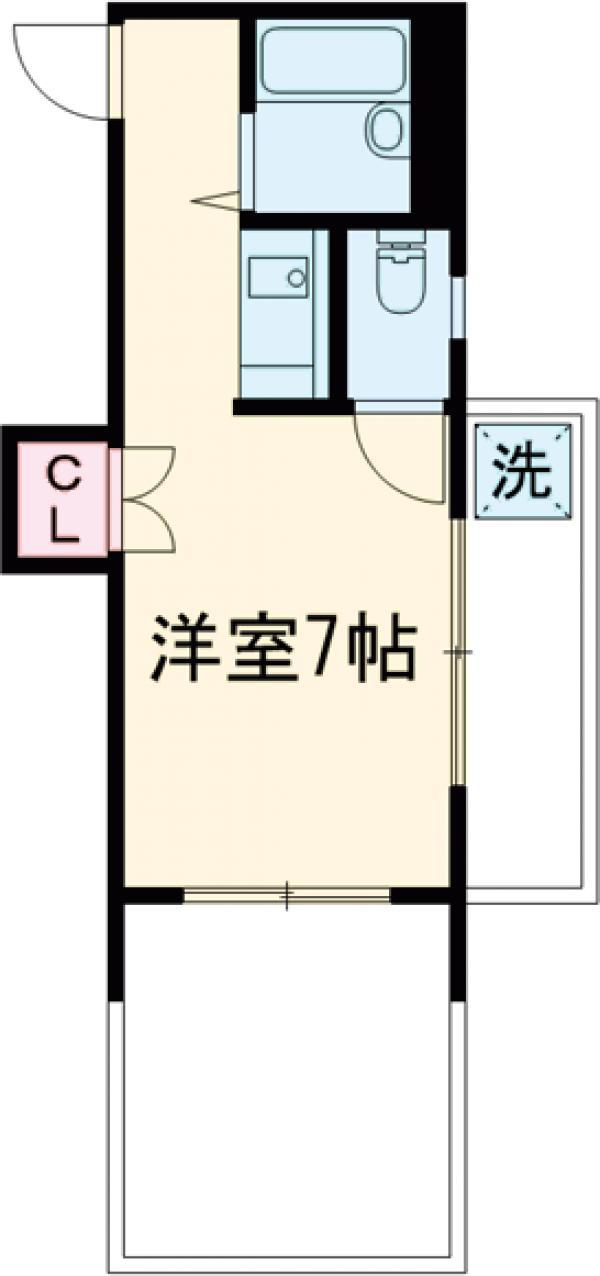 ハイツ毛利(ワンルーム/2階)の間取り写真