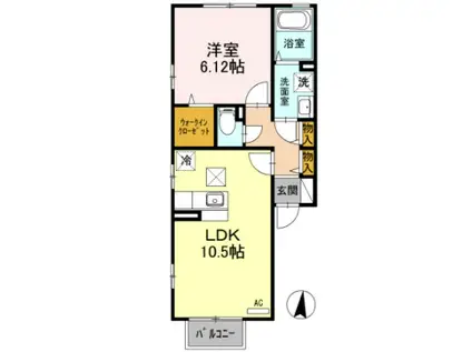 ウエストハウス(1LDK/1階)の間取り写真