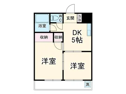 多摩川ハイツ(2DK/2階)の間取り写真