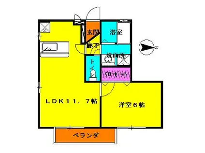 トミージュ(1LDK/1階)の間取り写真