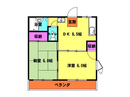 ハイツオリエント(2DK/1階)の間取り写真