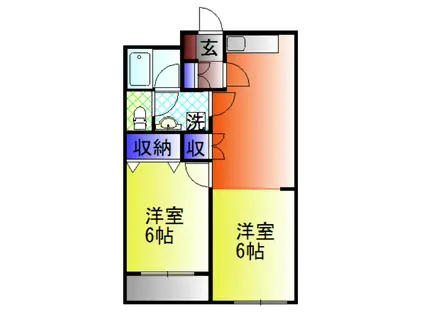 ヴィレヂ・ハピネス3 B棟(2DK/2階)の間取り写真