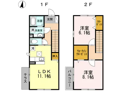 アルソーレ(2LDK/1階)の間取り写真