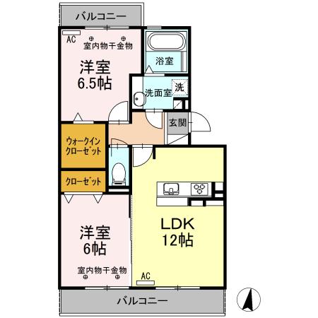 GRAND WINS(2LDK/1階)の間取り写真