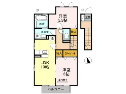 サンクレスト(2LDK/2階)の間取り写真