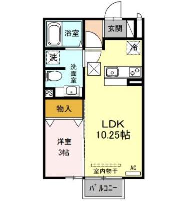 けやきⅢ(1LDK/1階)の間取り写真
