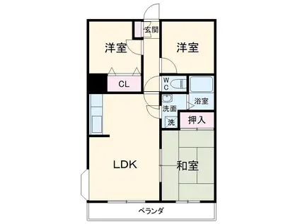 バルパレー熊谷(3LDK/3階)の間取り写真