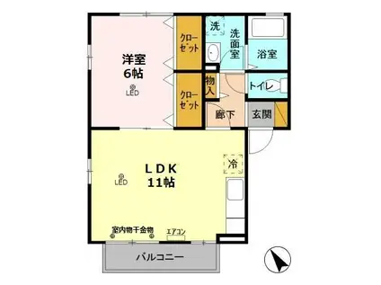 アットイーズⅤ(1LDK/2階)の間取り写真
