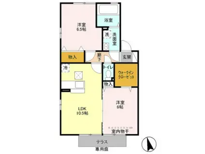 メゾンベール末広 Ⅱ(2LDK/1階)の間取り写真