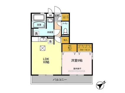 メゾンα5(1LDK/1階)の間取り写真