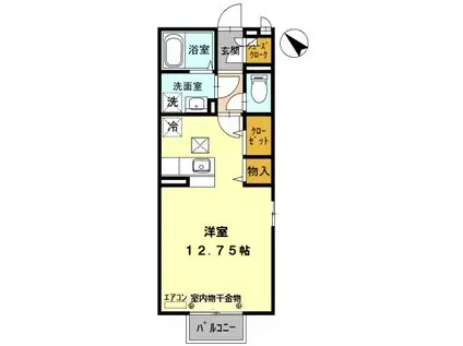 エーデルハイム(ワンルーム/1階)の間取り写真