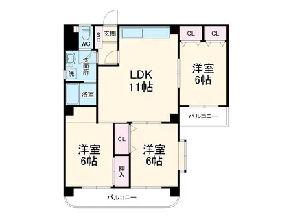 グランド吹上(3LDK/7階)の間取り写真