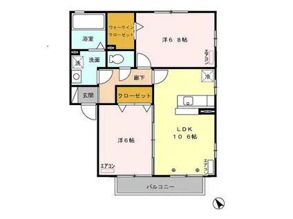 リビングタウン上野台 E(2LDK/2階)の間取り写真