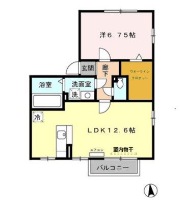ヴァンリベール(1LDK/2階)の間取り写真