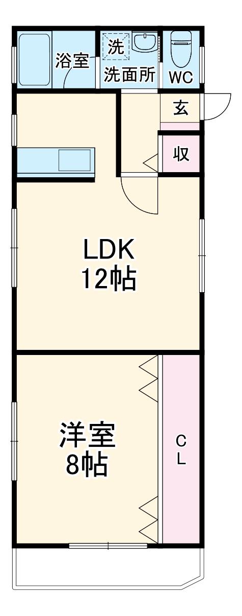 NKビル法華(1LDK/1階)の間取り写真