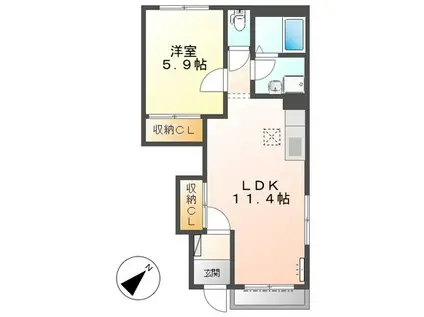グレイス・トーン南安城(1LDK/1階)の間取り写真