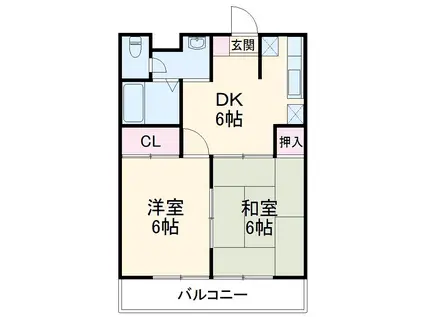 サニーコート向ヶ丘(2DK/1階)の間取り写真