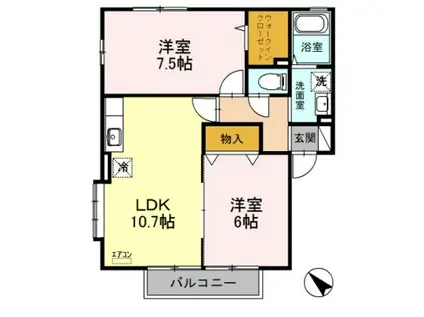 ラファエルⅤ(2LDK/2階)の間取り写真