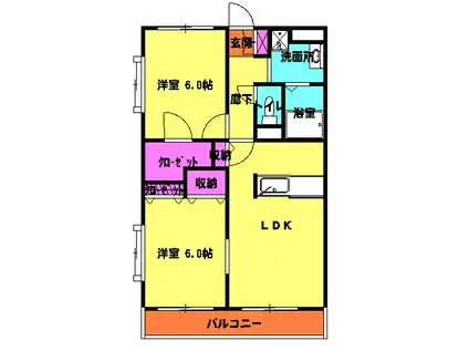 アヴァンツァーレ(2LDK/2階)の間取り写真