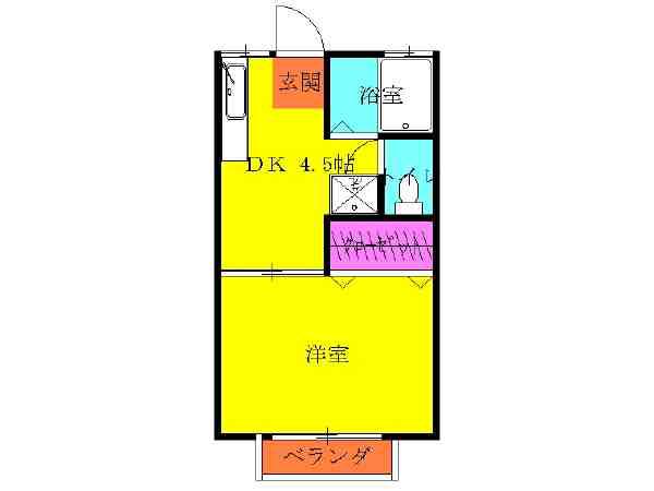 パールハイツ宮町(1DK/2階)の間取り写真
