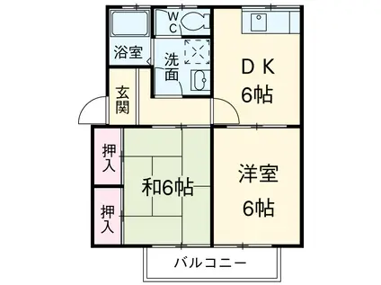 サークルハイツⅤ(2DK/2階)の間取り写真