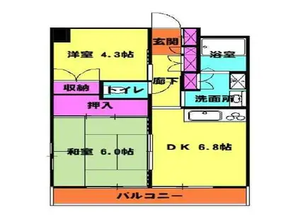 高砂ハイツ2(2DK/2階)の間取り写真