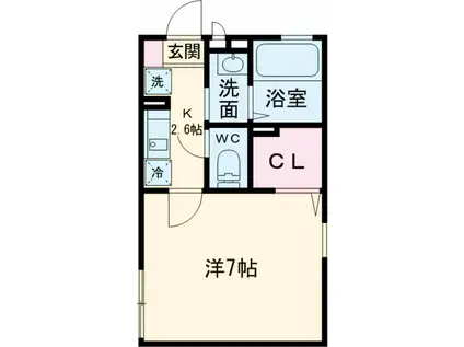 コスモハイツAB(1K/1階)の間取り写真