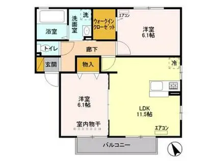 ウィステリアB(2LDK/2階)の間取り写真