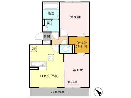 プラムビレッジⅡ(2LDK/1階)の間取り写真
