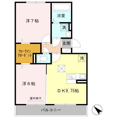 プラムビレッジⅡ(2DK/1階)の間取り写真