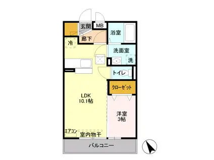 ヴィラ ソレイユ(1LDK/1階)の間取り写真