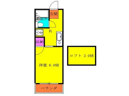 タマイハウス5 WI-FI使い放題(1K/2階)の間取り写真