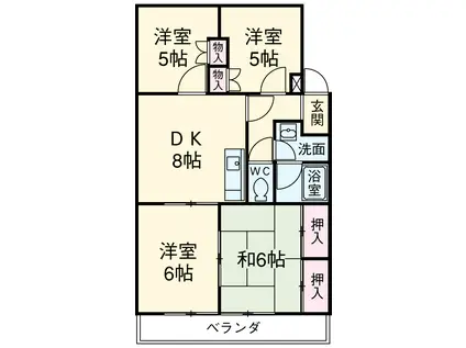 ひまわりハイツ(4DK/2階)の間取り写真