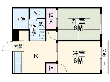 高柳ハイツ(2DK/2階)の間取り写真